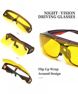 Goggle Oversized Glasses Regular Prescription Polarized - Brown Half Frame/Flip Up Yellow Lens - CT18MGCIEZM $26.58