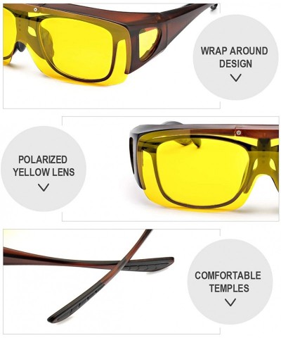 Goggle Oversized Glasses Regular Prescription Polarized - Brown Half Frame/Flip Up Yellow Lens - CT18MGCIEZM $26.58