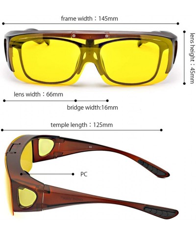 Goggle Oversized Glasses Regular Prescription Polarized - Brown Half Frame/Flip Up Yellow Lens - CT18MGCIEZM $26.58