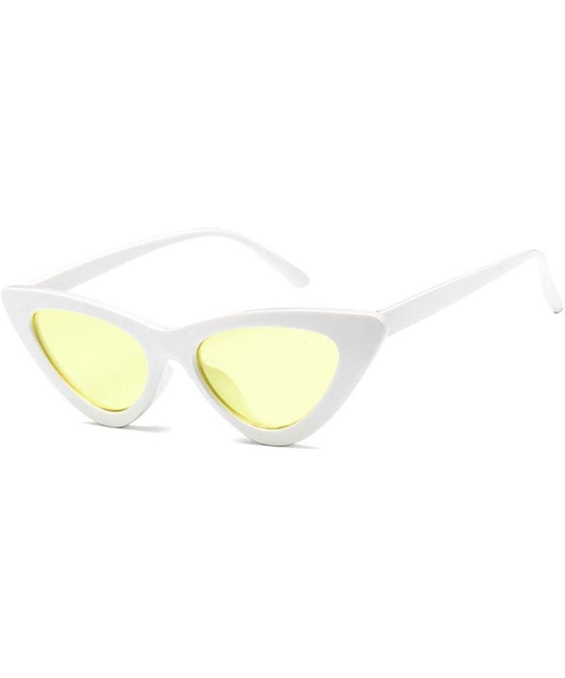 Cat Eye Women Fashion Triangle Cat Eye Sunglasses with Case UV400 Protection Beach - White Frame/Yellow Lens - CK18WQ3L2LD $1...