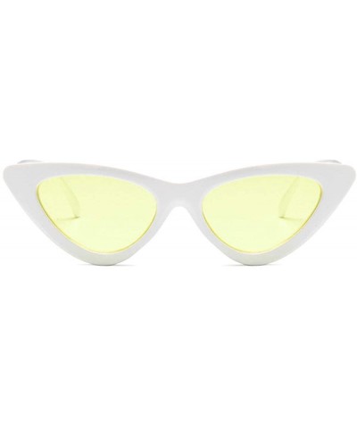 Cat Eye Women Fashion Triangle Cat Eye Sunglasses with Case UV400 Protection Beach - White Frame/Yellow Lens - CK18WQ3L2LD $1...