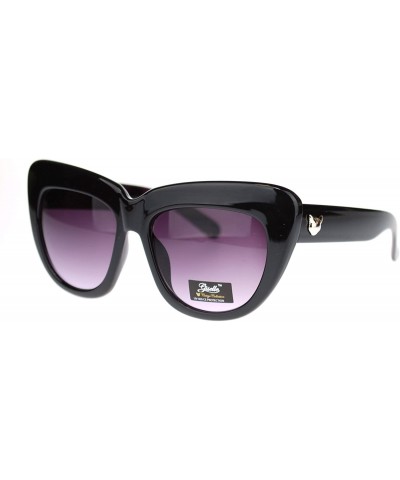 Cat Eye Giselle Trendy Womens Nerdy Thick Plastic Oversized Cat Eye Sunglasses - Black Purple - C211O55AQAZ $9.79