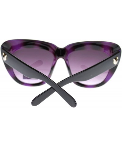 Cat Eye Giselle Trendy Womens Nerdy Thick Plastic Oversized Cat Eye Sunglasses - Black Purple - C211O55AQAZ $9.79