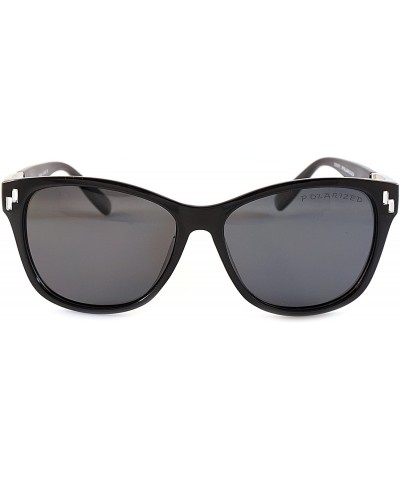 Wayfarer Women's Retro Polarized Cat-Eye Sunglasses - Designer Classic Style P005 - Black - CP1850G2ATT $12.41