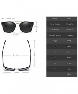 Square Fashion Polarized Sunglasses Double beam TR90 Square Frame Mens Goggle UV400 - Shiny Black - CS18UDG2963 $15.44