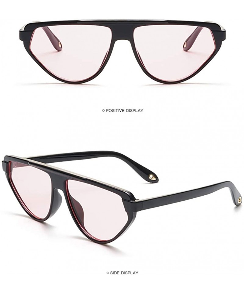 Oval Sunglasse For Women Retro Vintage Tinted Lens Cat Eye Sunglasses UV400-- Red&black - CE18QMTWD4G $12.37