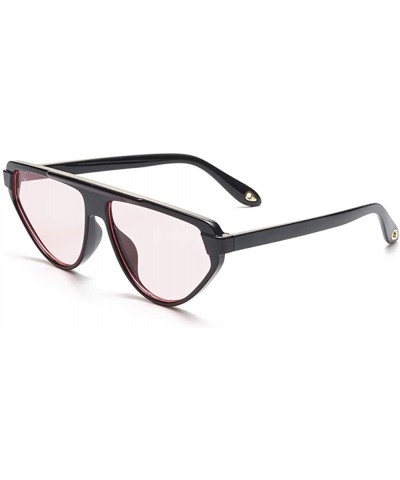 Oval Sunglasse For Women Retro Vintage Tinted Lens Cat Eye Sunglasses UV400-- Red&black - CE18QMTWD4G $12.37