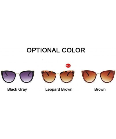 Cat Eye Black Cat Eye Sunglasses Women Retro Female Sun Glasses Female UV400 - Brown - CT198Y47N8T $10.77