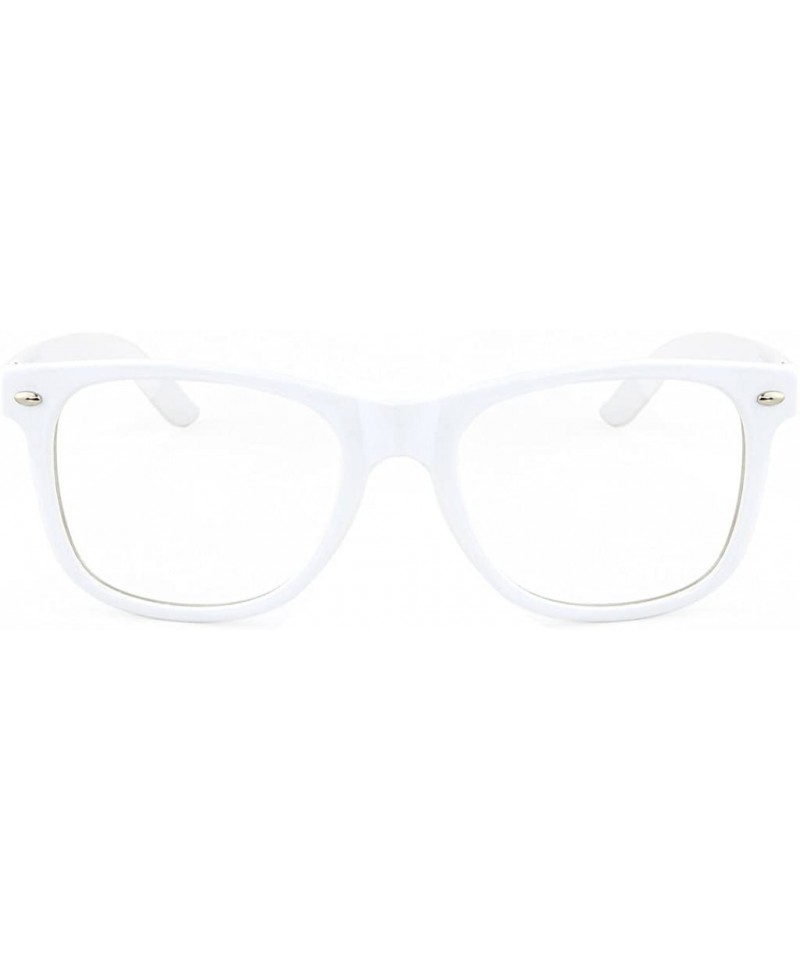 Wayfarer 80s Retro Eyeglasses Non Prescription Glasses Clear Lens (WHITE - clear) - CU11F55NQFN $8.04