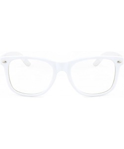 Wayfarer 80s Retro Eyeglasses Non Prescription Glasses Clear Lens (WHITE - clear) - CU11F55NQFN $8.04