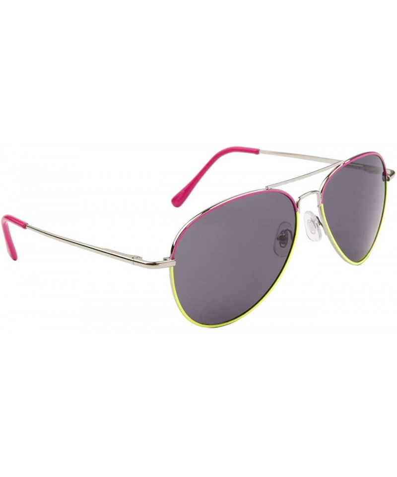 Aviator Silver & Neon Lined Frame Two-Tone Aviators Urban Summer Fashion - Neon Yellow/Pink - CY11O13EII9 $8.36