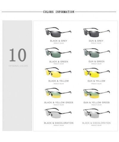 Goggle Men Polarized Photochromic Sunglasses Change Color Sun Glasses Day Night Vision Driving Goggles Male Rimless - C0199L2...