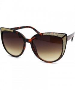 Butterfly Womens Glitter Trim Oversize Cat Eye Mod Plastic Sunglasses - Tortoise Gold Brown - CQ18WY65AKO $13.49