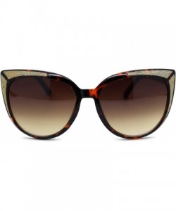 Butterfly Womens Glitter Trim Oversize Cat Eye Mod Plastic Sunglasses - Tortoise Gold Brown - CQ18WY65AKO $13.49