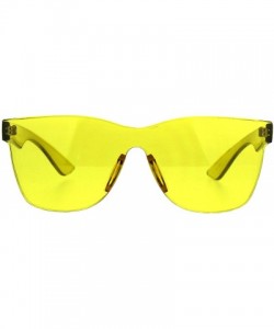 Rectangular Solid Flat Panel Rimless Color Horn Rim Hipster Plastic Sunglasses - Yellow - CL18856CEK3 $14.46