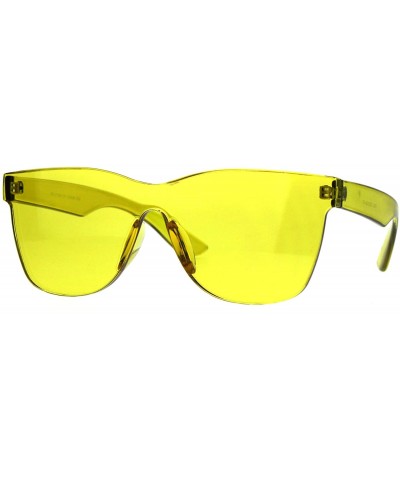 Rectangular Solid Flat Panel Rimless Color Horn Rim Hipster Plastic Sunglasses - Yellow - CL18856CEK3 $14.46