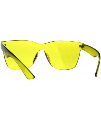 Rectangular Solid Flat Panel Rimless Color Horn Rim Hipster Plastic Sunglasses - Yellow - CL18856CEK3 $14.46