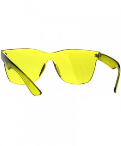 Rectangular Solid Flat Panel Rimless Color Horn Rim Hipster Plastic Sunglasses - Yellow - CL18856CEK3 $14.46