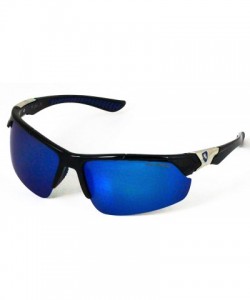 Rimless Men Polarized Premium Sport Sunglasses Baseball Cycling Fishing Wrap Around Driving Glasses - Blue - CQ18UGIDHZ5 $9.22