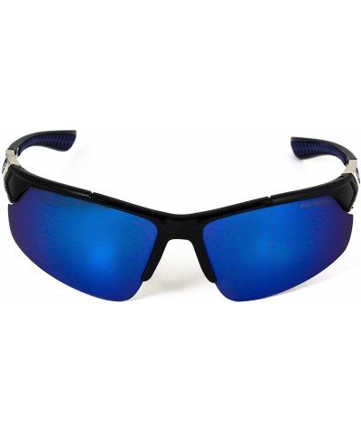 Rimless Men Polarized Premium Sport Sunglasses Baseball Cycling Fishing Wrap Around Driving Glasses - Blue - CQ18UGIDHZ5 $9.22