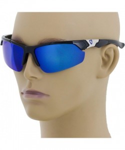 Rimless Men Polarized Premium Sport Sunglasses Baseball Cycling Fishing Wrap Around Driving Glasses - Blue - CQ18UGIDHZ5 $9.22