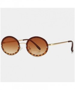 Round Diamond Decoration Round Sunglasses for Women Metal Frame - C6 Brown - CX1987AR58G $10.78