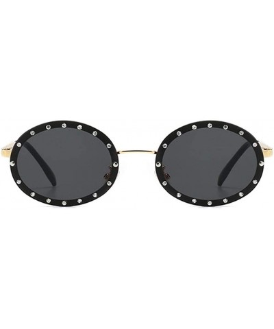 Round Diamond Decoration Round Sunglasses for Women Metal Frame - C6 Brown - CX1987AR58G $10.78