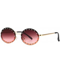 Round Diamond Decoration Round Sunglasses for Women Metal Frame - C6 Brown - CX1987AR58G $10.78