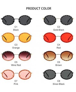 Round Diamond Decoration Round Sunglasses for Women Metal Frame - C6 Brown - CX1987AR58G $10.78