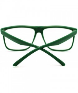 Oversized Oversized Clear Lens Glasses Nerdy Square Rectangular Fashion Eyeglasses - Green - CW11K5BP3IP $8.08