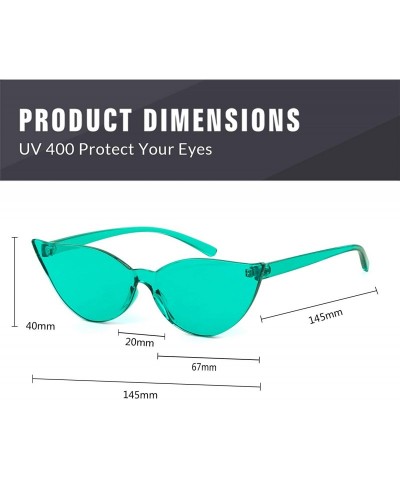 Square One Piece Rimless Transparent Cat Eye Sunglasses for Women Tinted Candy Colored Glasses - Lightblue - CM18DRZWOT4 $11.98