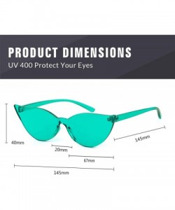 Square One Piece Rimless Transparent Cat Eye Sunglasses for Women Tinted Candy Colored Glasses - Lightblue - CM18DRZWOT4 $11.98