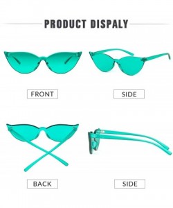 Square One Piece Rimless Transparent Cat Eye Sunglasses for Women Tinted Candy Colored Glasses - Lightblue - CM18DRZWOT4 $11.98