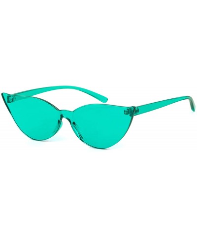 Square One Piece Rimless Transparent Cat Eye Sunglasses for Women Tinted Candy Colored Glasses - Lightblue - CM18DRZWOT4 $11.98