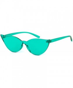 Square One Piece Rimless Transparent Cat Eye Sunglasses for Women Tinted Candy Colored Glasses - Lightblue - CM18DRZWOT4 $11.98