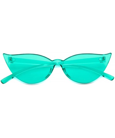 Square One Piece Rimless Transparent Cat Eye Sunglasses for Women Tinted Candy Colored Glasses - Lightblue - CM18DRZWOT4 $11.98