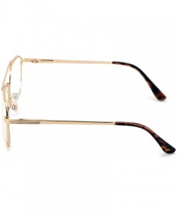 Aviator Metal Aviator Clear Len Glasses - Big Lens Spring Hinge Square Fashion Gold Gunmetal - Gold - C918Y6U8S22 $10.93