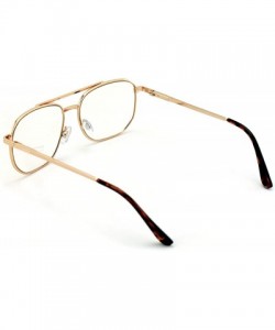 Aviator Metal Aviator Clear Len Glasses - Big Lens Spring Hinge Square Fashion Gold Gunmetal - Gold - C918Y6U8S22 $10.93