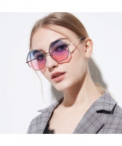 Square hexagon sunglasses Designer Fashion Sunglasses - Blue and Pink - CT18A6CXTL0 $11.11