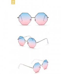 Square hexagon sunglasses Designer Fashion Sunglasses - Blue and Pink - CT18A6CXTL0 $11.11