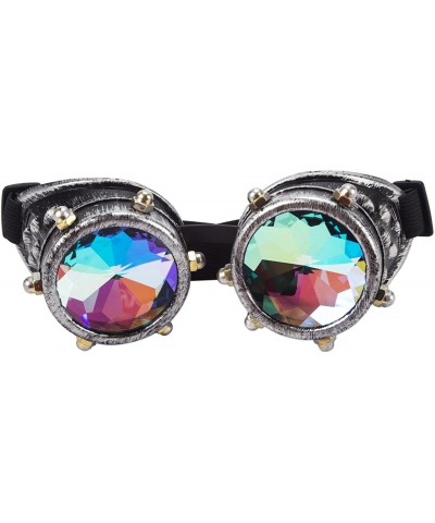 Goggle Kaleidoscope Rave Goggles Steampunk Cosplay Glasses Goggles with Rainbow Crystal Glass Lens - Old Sliver - C1189CI9OCW...