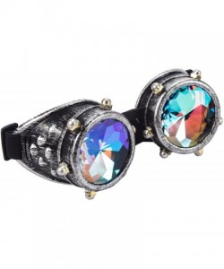 Goggle Kaleidoscope Rave Goggles Steampunk Cosplay Glasses Goggles with Rainbow Crystal Glass Lens - Old Sliver - C1189CI9OCW...