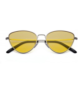 Cat Eye Women Fashion Vintage Metal Frame Flat Lens Cat Eye Sunglasses - Gold Frame/Yellow Lens - CM188DACQRI $11.51