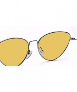 Cat Eye Women Fashion Vintage Metal Frame Flat Lens Cat Eye Sunglasses - Gold Frame/Yellow Lens - CM188DACQRI $11.51