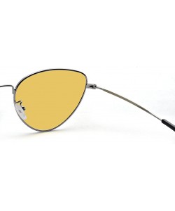 Cat Eye Women Fashion Vintage Metal Frame Flat Lens Cat Eye Sunglasses - Gold Frame/Yellow Lens - CM188DACQRI $11.51