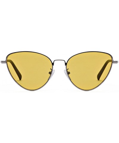 Cat Eye Women Fashion Vintage Metal Frame Flat Lens Cat Eye Sunglasses - Gold Frame/Yellow Lens - CM188DACQRI $11.51