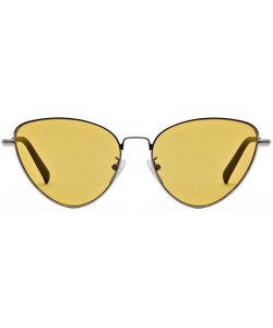 Cat Eye Women Fashion Vintage Metal Frame Flat Lens Cat Eye Sunglasses - Gold Frame/Yellow Lens - CM188DACQRI $11.51