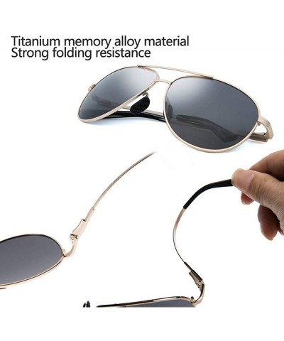 Men's Polarized Aviator Sunglasses - Classic Military Sunglasses for men -  Gold Frame/Grey Lens - CD18IRE66AS