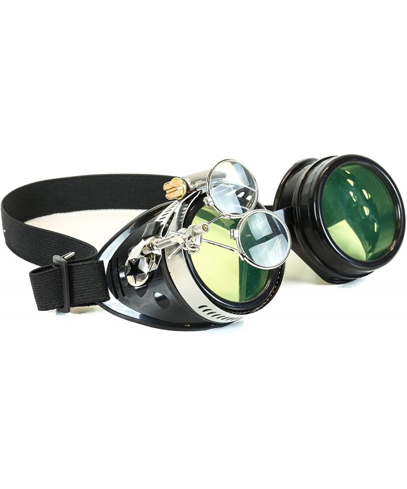 Goggle Steampunk Victorian Style Goggles Star Side-Colored Lenses & Ocular Loupe - Green - CE18I87MCLM $20.36