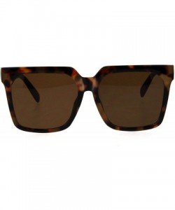 Rectangular Womens Large Boyfriend Style Horn Rim Squared Sunglasses - Dark Tortoise Brown - CF18QHZSA8L $7.44